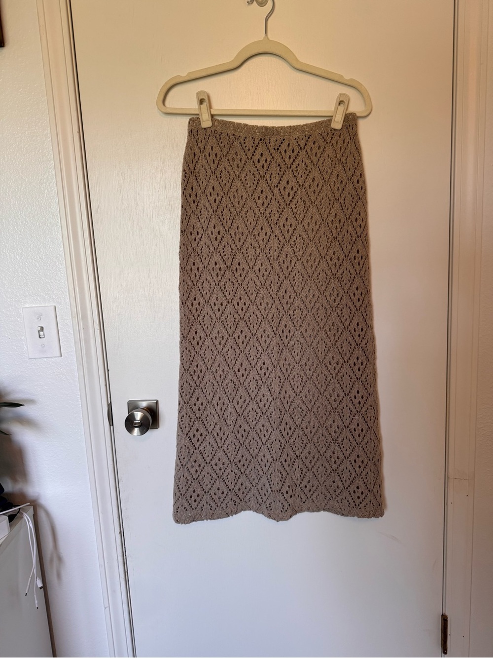 PrettyLittleThing Taupe Crochet Midi Skirt Cover up